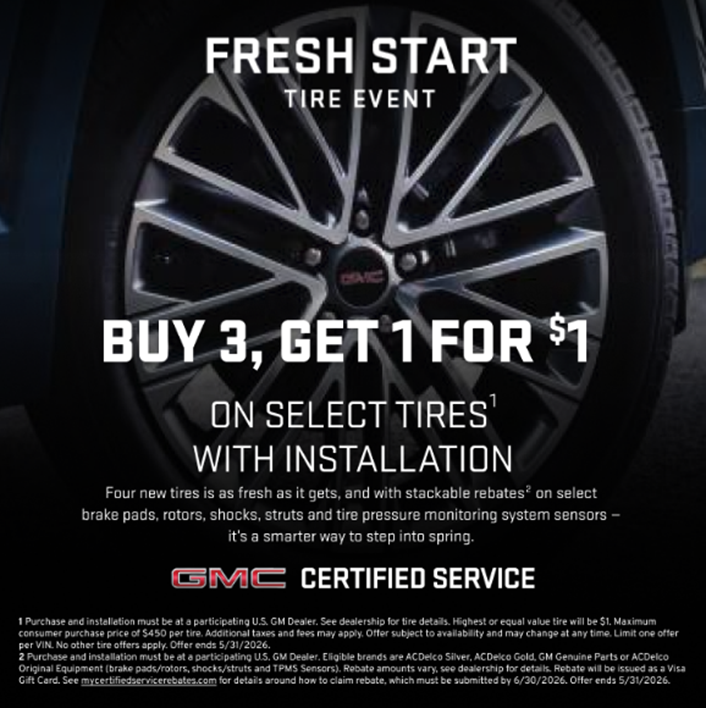 Coupon for Tire Offer Buy 3, get 1 for $1 on select tires with installation*